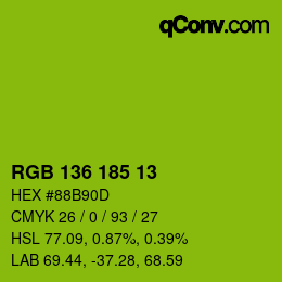 Code couleur: RGB 136 185 13 | qconv.com