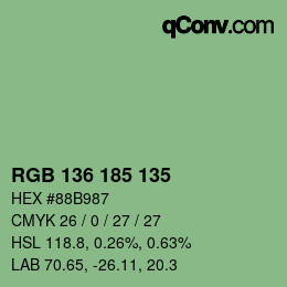 Color code: RGB 136 185 135 | qconv.com