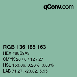 Color code: RGB 136 185 163 | qconv.com