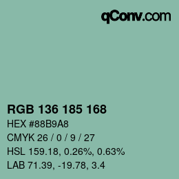 Color code: RGB 136 185 168 | qconv.com