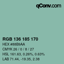 Color code: RGB 136 185 170 | qconv.com