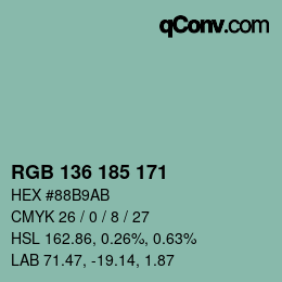 Color code: RGB 136 185 171 | qconv.com