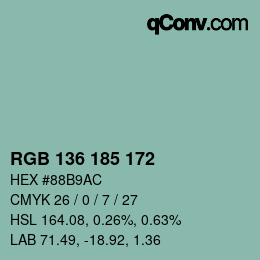 Color code: RGB 136 185 172 | qconv.com