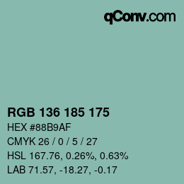 Color code: RGB 136 185 175 | qconv.com