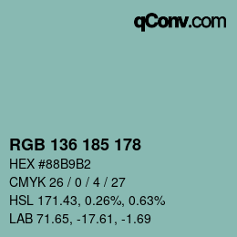 Color code: RGB 136 185 178 | qconv.com