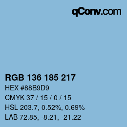 Color code: RGB 136 185 217 | qconv.com