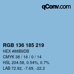 Color code: RGB 136 185 219 | qconv.com