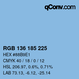 Color code: RGB 136 185 225 | qconv.com