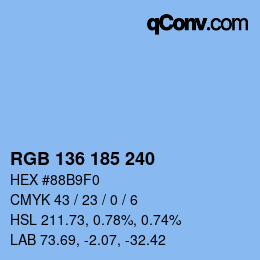Color code: RGB 136 185 240 | qconv.com
