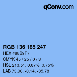 Código de color: RGB 136 185 247 | qconv.com