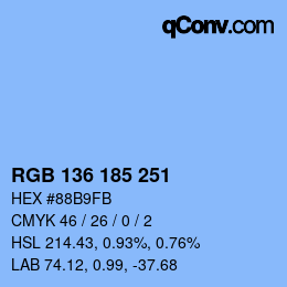 Color code: RGB 136 185 251 | qconv.com