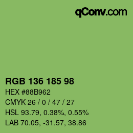 Color code: RGB 136 185 98 | qconv.com