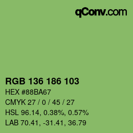 カラーコード: RGB 136 186 103 | qconv.com