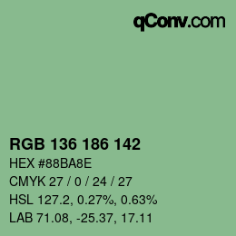 Color code: RGB 136 186 142 | qconv.com