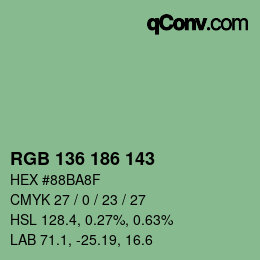 Color code: RGB 136 186 143 | qconv.com