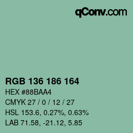 Color code: RGB 136 186 164 | qconv.com