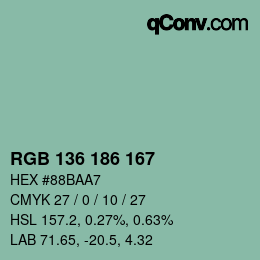 Color code: RGB 136 186 167 | qconv.com