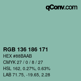 Color code: RGB 136 186 171 | qconv.com