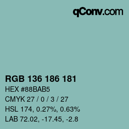 Color code: RGB 136 186 181 | qconv.com