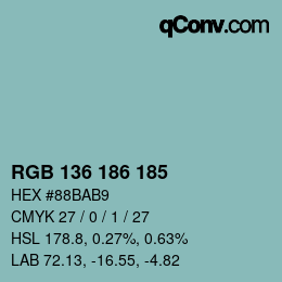 Color code: RGB 136 186 185 | qconv.com