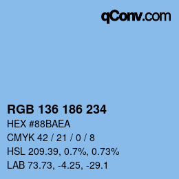 Color code: RGB 136 186 234 | qconv.com