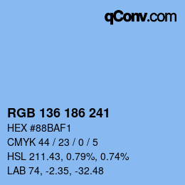 Color code: RGB 136 186 241 | qconv.com