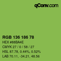 Color code: RGB 136 186 78 | qconv.com
