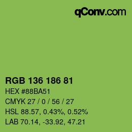 Color code: RGB 136 186 81 | qconv.com