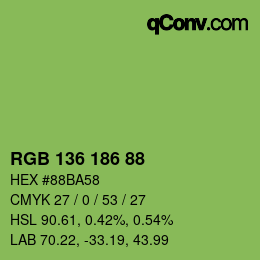 Color code: RGB 136 186 88 | qconv.com