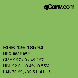 Color code: RGB 136 186 94 | qconv.com