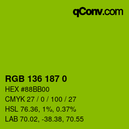 Color code: RGB 136 187 0 | qconv.com