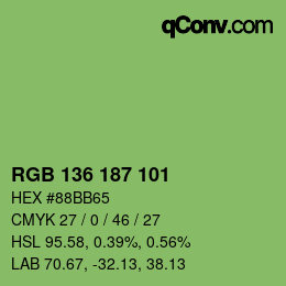 Color code: RGB 136 187 101 | qconv.com