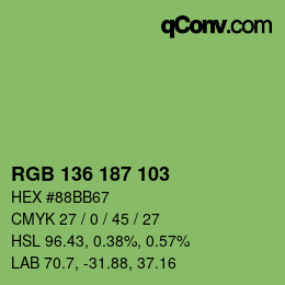 カラーコード: RGB 136 187 103 | qconv.com