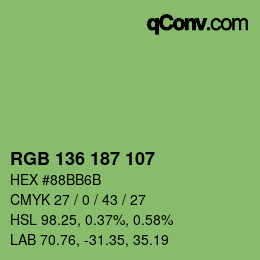 Color code: RGB 136 187 107 | qconv.com