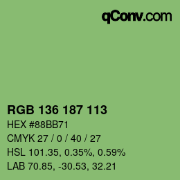 カラーコード: RGB 136 187 113 | qconv.com