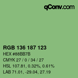 Color code: RGB 136 187 123 | qconv.com