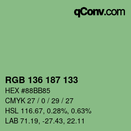 カラーコード: RGB 136 187 133 | qconv.com