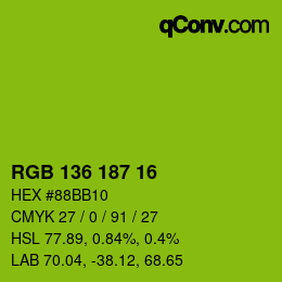 Color code: RGB 136 187 16 | qconv.com