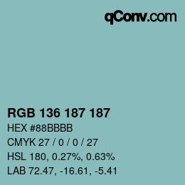 Color code: RGB 136 187 187 | qconv.com