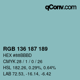 Color code: RGB 136 187 189 | qconv.com