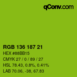 Color code: RGB 136 187 21 | qconv.com