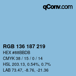 Color code: RGB 136 187 219 | qconv.com