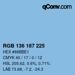 Color code: RGB 136 187 225 | qconv.com