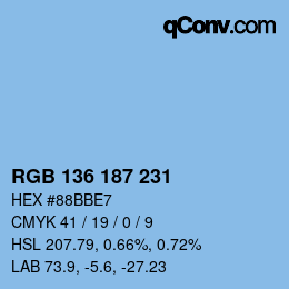 Farbcode: RGB 136 187 231 | qconv.com