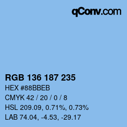 Color code: RGB 136 187 235 | qconv.com