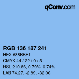 Color code: RGB 136 187 241 | qconv.com