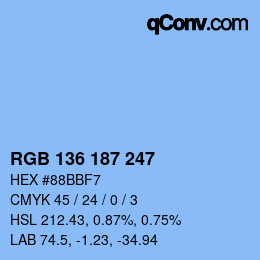 Color code: RGB 136 187 247 | qconv.com