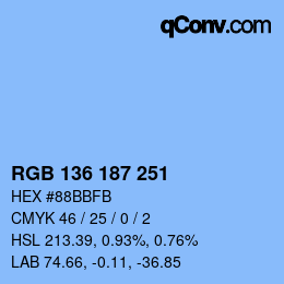 Color code: RGB 136 187 251 | qconv.com