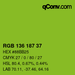 Color code: RGB 136 187 37 | qconv.com