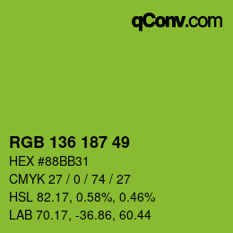 Color code: RGB 136 187 49 | qconv.com